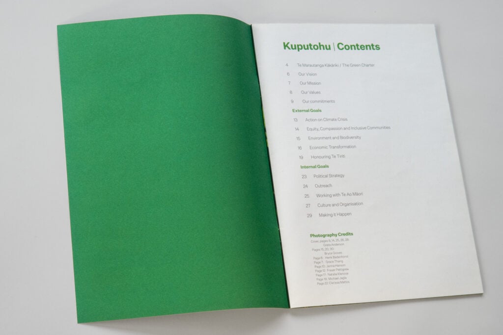 Green Party Long-Term Strategy contents spread