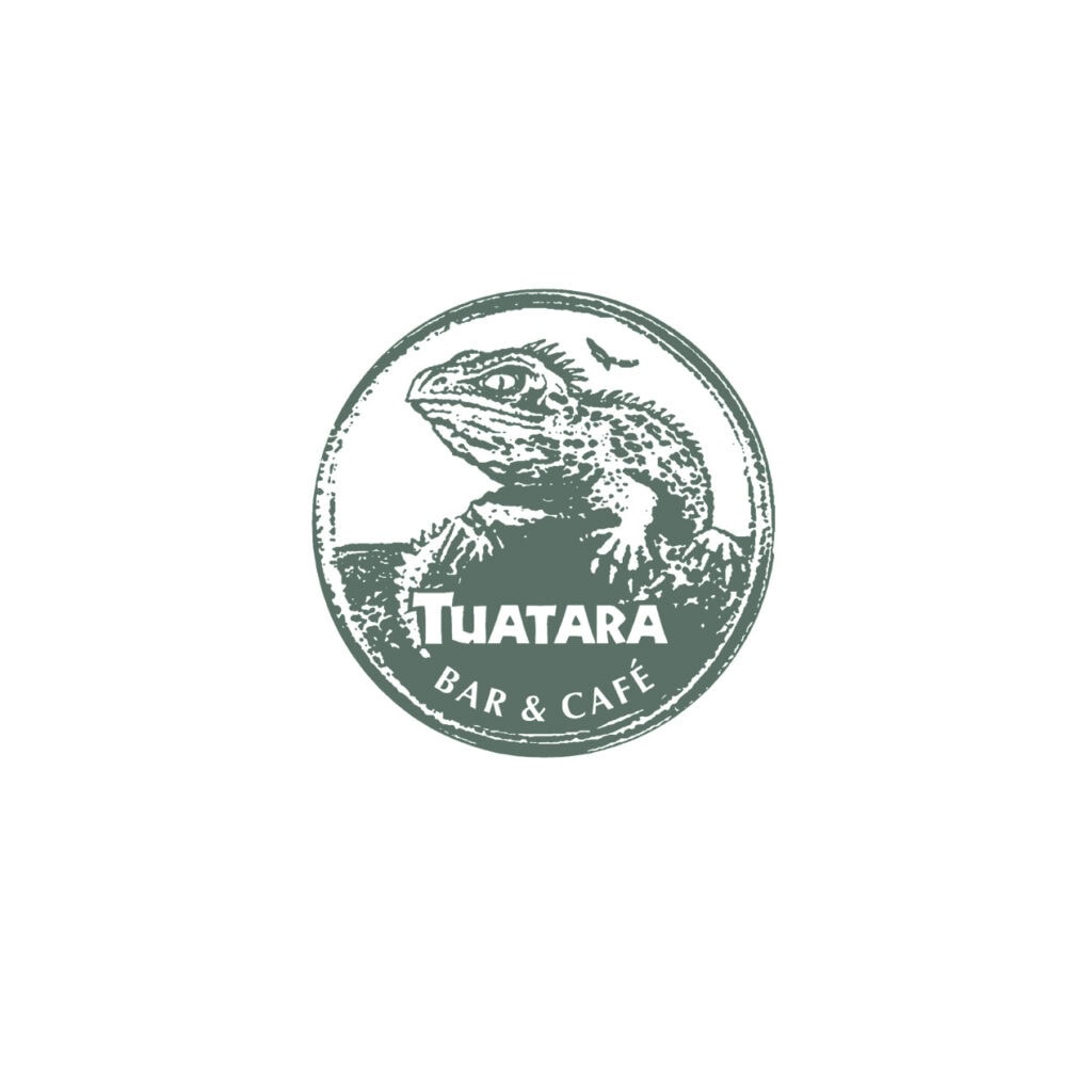 Tuatara Restaurant and Bar graphic identity in style of vintage 5 cent coin